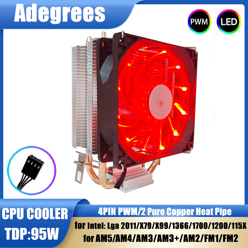 Cpu Cooler - 2 heat-pipes cpu cooler torre 3pin/4pin